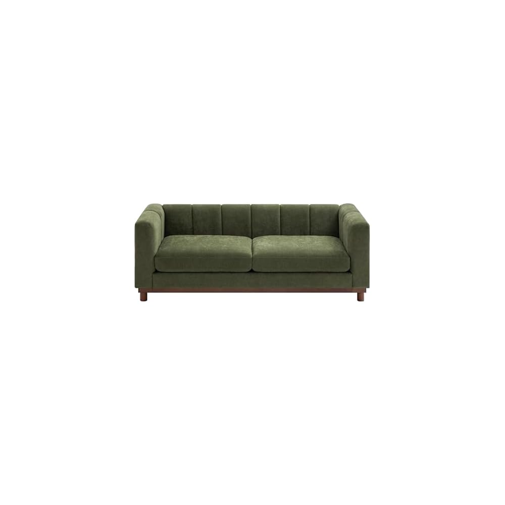 Christopher Knight Home Ellington Chenille Upholstered Loveseat Sofa Couch, Modern 2 Seater Lounge Sofa Chair with Wide Deep Seat and Thick Cushions, Love Seat Couches for Living Room, Green