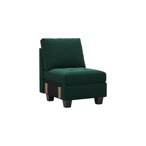 Belffin Velvet Single Seat Module for Modular Sectional Sofa Couch Accent Armless Sofa Couch Chair Modern Fabric Green
