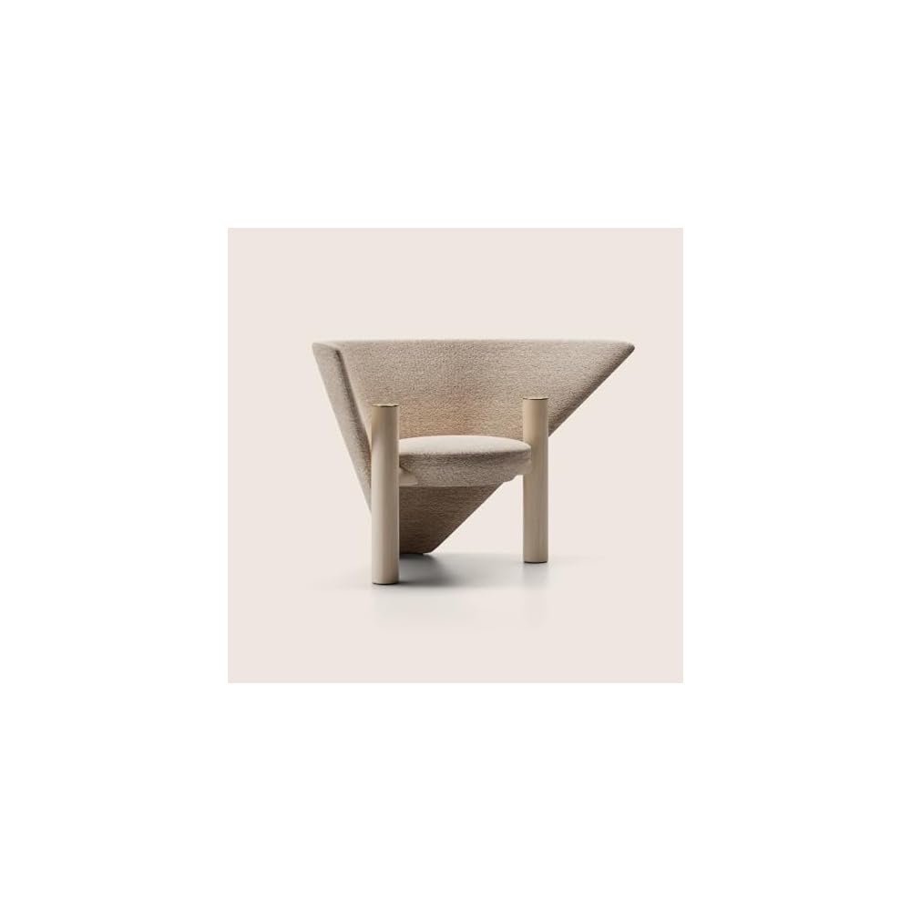 Modern Black Leather Accent Chair Sculptural Cone Design Lounge Chair, Minimalist Single Sofa Armchair for Living Room, Bedroom Office (Cream)