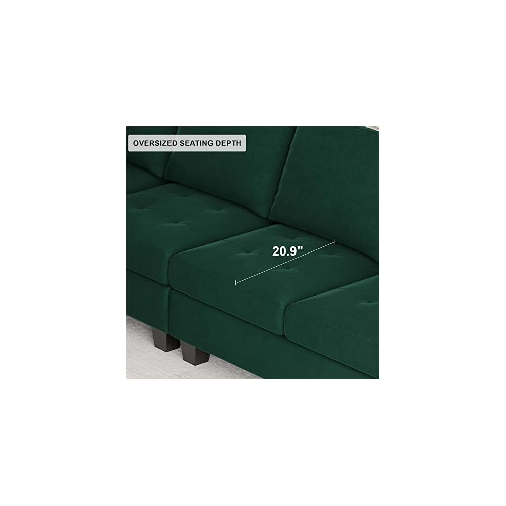 Belffin Velvet Single Seat Module for Modular Sectional Sofa Couch Accent Armless Sofa Couch Chair Modern Fabric Green