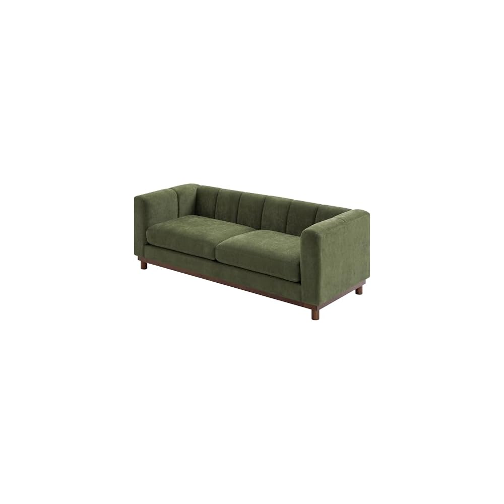 Christopher Knight Home Ellington Chenille Upholstered Loveseat Sofa Couch, Modern 2 Seater Lounge Sofa Chair with Wide Deep Seat and Thick Cushions, Love Seat Couches for Living Room, Green