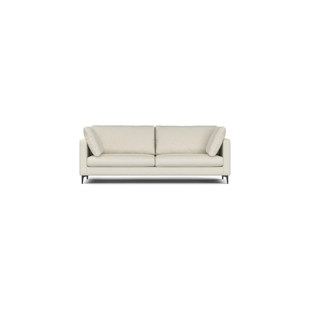 SIMPLIHOME Ava 90" Wide Performance Fabric 3-Seater Sofa in Cream