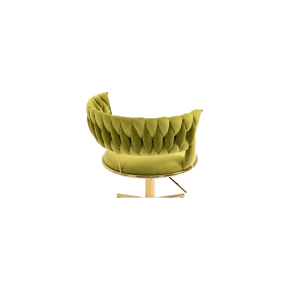 Velvet Office Chair Adjustable Height Swivel Modern Home Office Chair Weave Back Vanity Chair Desk Chair Computer Chair on Wheels Upholstered Task Chair Accent Chair Executive Chair (Olive)
