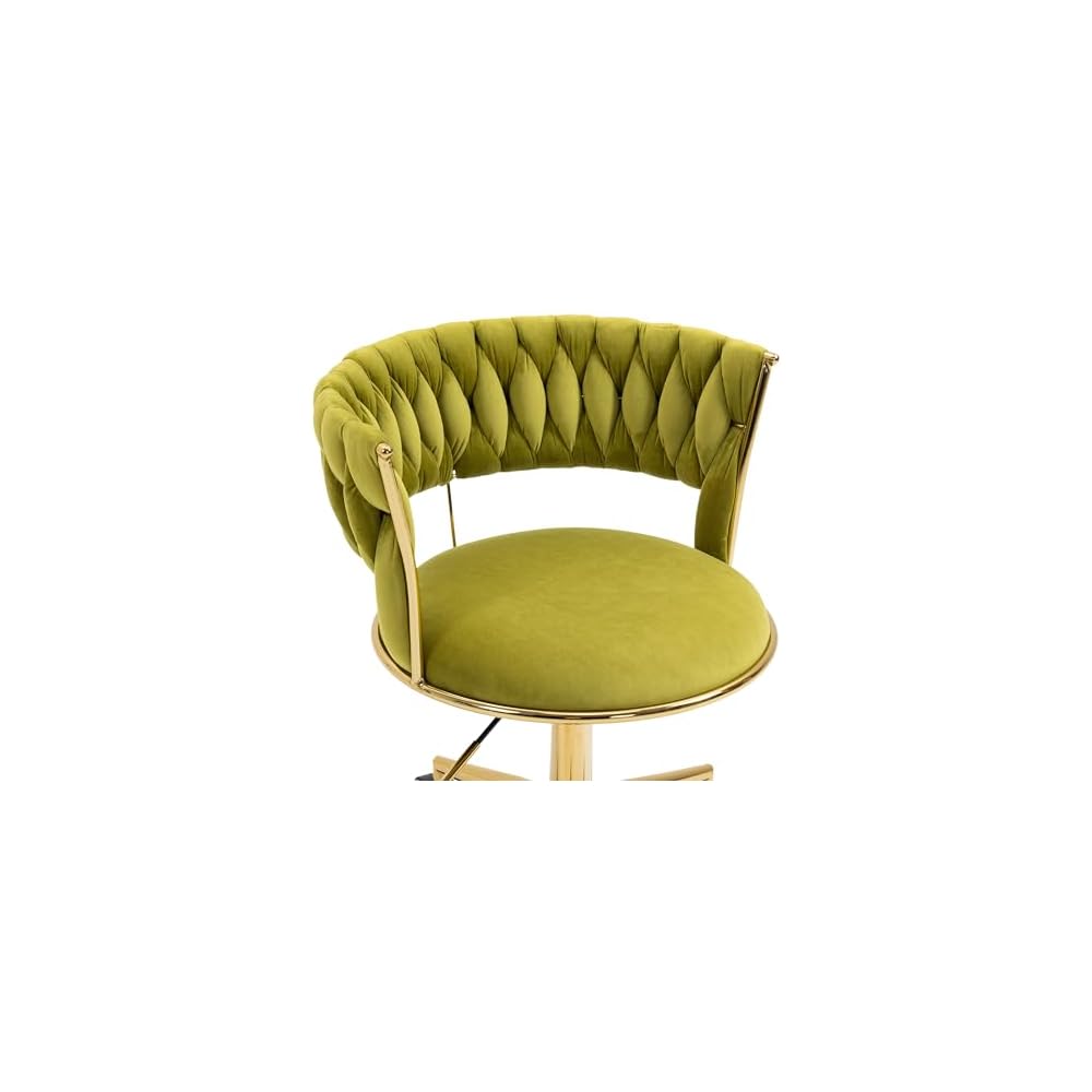 Velvet Office Chair Adjustable Height Swivel Modern Home Office Chair Weave Back Vanity Chair Desk Chair Computer Chair on Wheels Upholstered Task Chair Accent Chair Executive Chair (Olive)