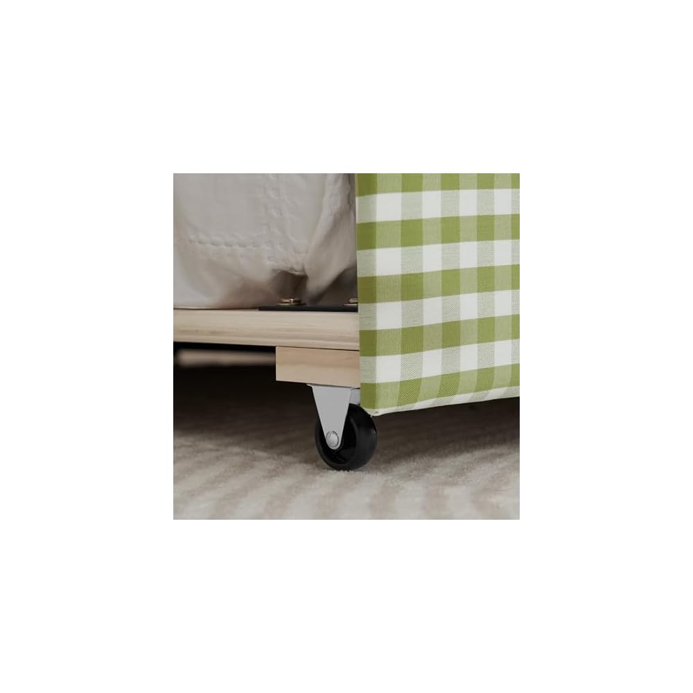 KEIKI Twin Size Upholstery Daybed with Trundle and USB, Twin to King Design Adorable Wave Shaped Extendable Linen Sofa Bed, Easy Assembly, No Box Spring Required, for Living Room and Bedroom, Green