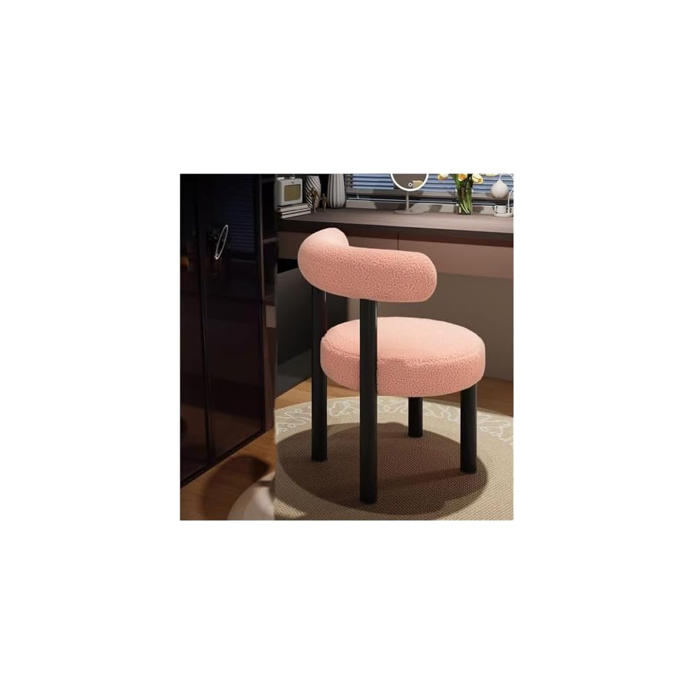 Luxury Makeup Stool, High-End Dressing Chair for Bedroom Vanity, Elegant White Makeup Seat, Stylish Bedroom Fur, Ideal for Makeup and Dressing Tables