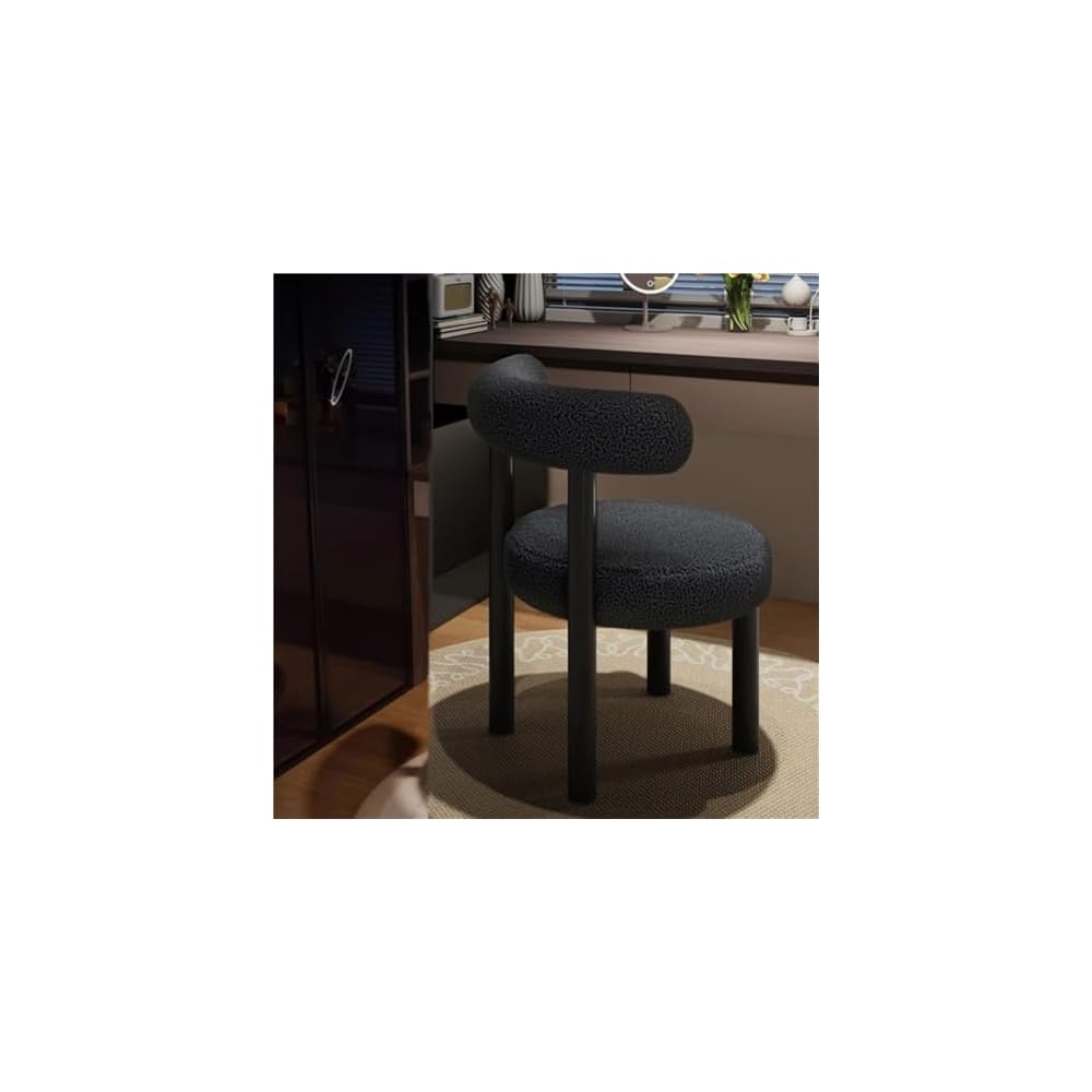 Luxury Makeup Stool, High-End Dressing Chair for Bedroom Vanity, Elegant White Makeup Seat, Stylish Bedroom Fur, Ideal for Makeup and Dressing Tables