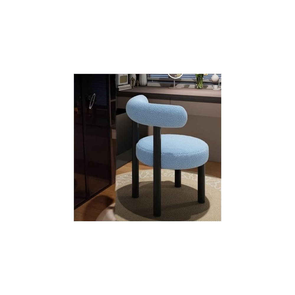 Luxury Makeup Stool, High-End Dressing Chair for Bedroom Vanity, Elegant White Makeup Seat, Stylish Bedroom Fur, Ideal for Makeup and Dressing Tables