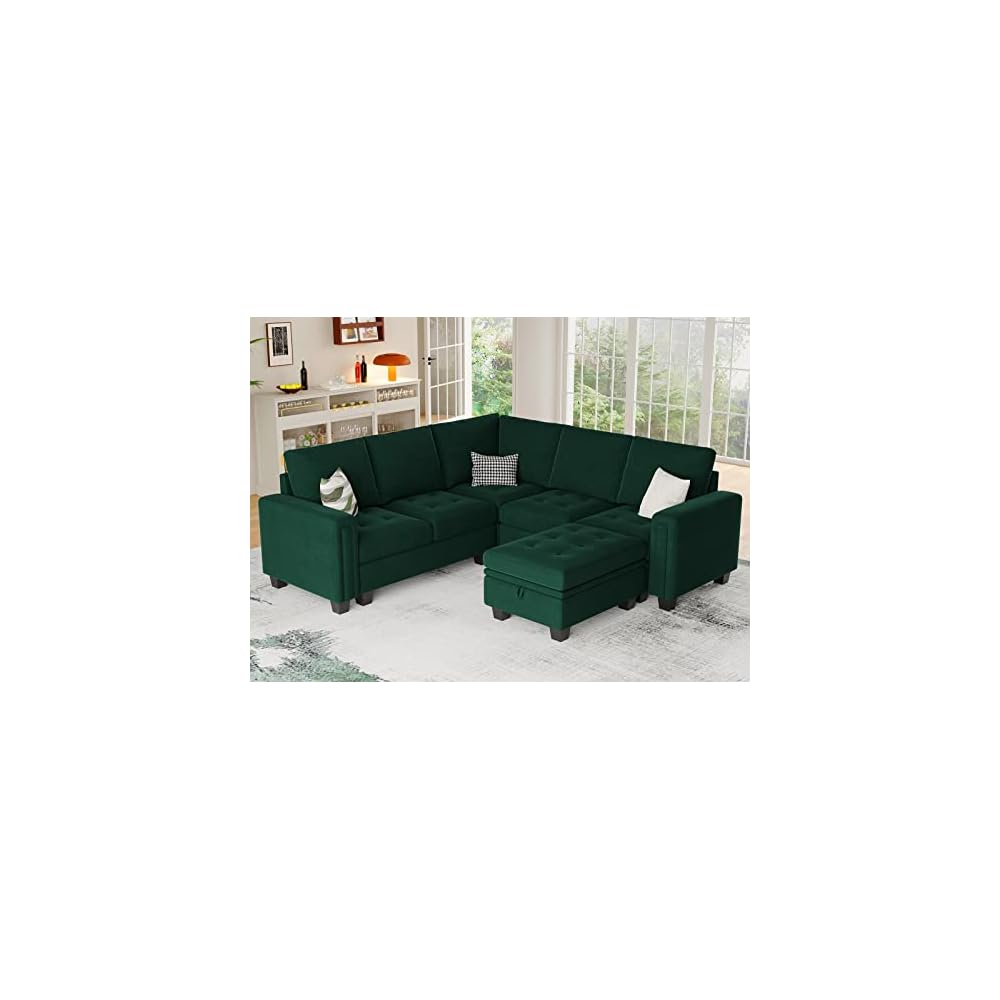 Belffin Velvet Single Seat Module for Modular Sectional Sofa Couch Accent Armless Sofa Couch Chair Modern Fabric Green
