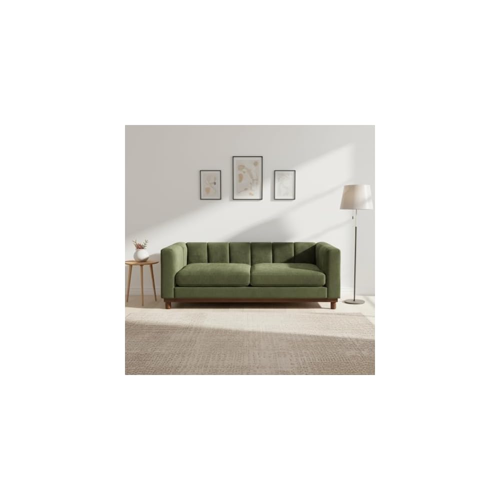 Christopher Knight Home Ellington Chenille Upholstered Loveseat Sofa Couch, Modern 2 Seater Lounge Sofa Chair with Wide Deep Seat and Thick Cushions, Love Seat Couches for Living Room, Green