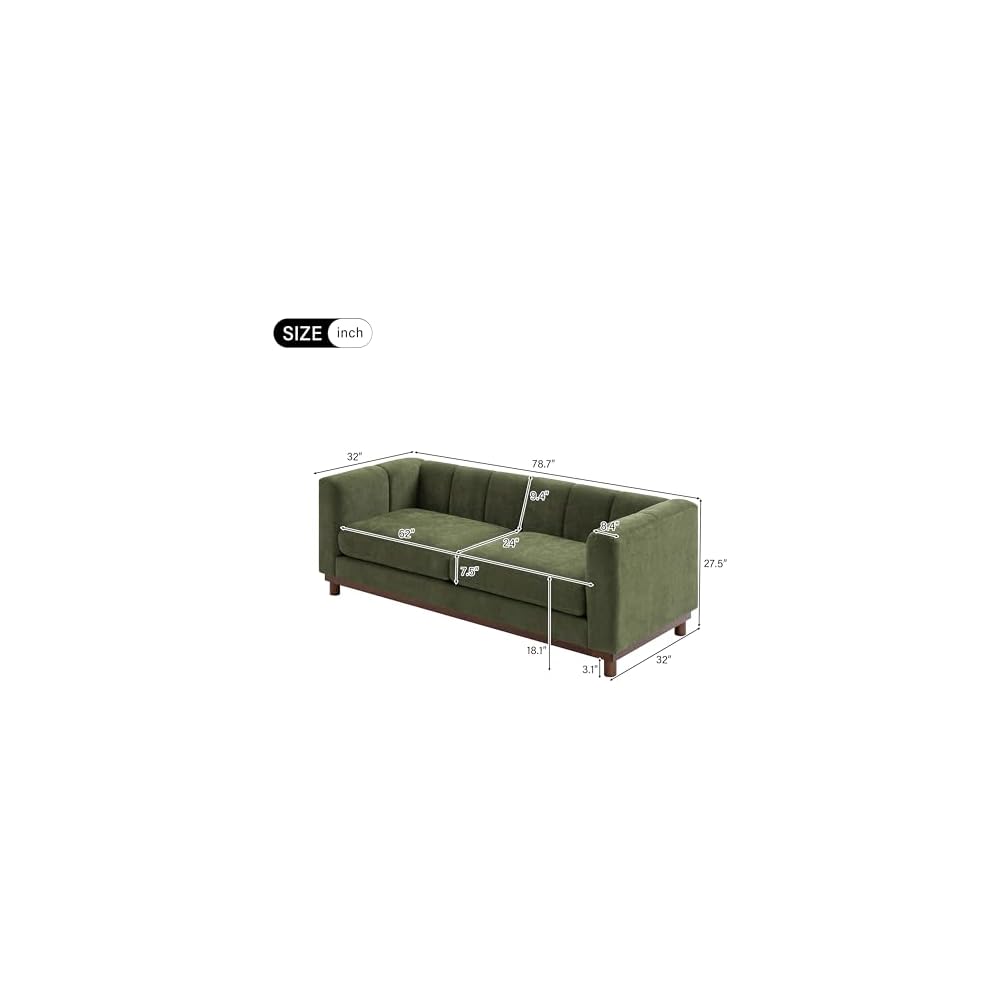 Christopher Knight Home Ellington Chenille Upholstered Loveseat Sofa Couch, Modern 2 Seater Lounge Sofa Chair with Wide Deep Seat and Thick Cushions, Love Seat Couches for Living Room, Green
