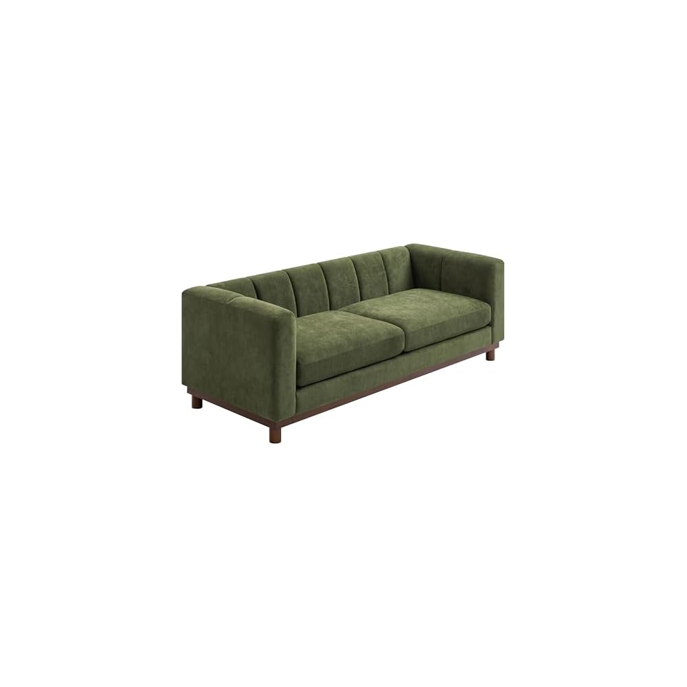 Christopher Knight Home Ellington Chenille Upholstered Loveseat Sofa Couch, Modern 2 Seater Lounge Sofa Chair with Wide Deep Seat and Thick Cushions, Love Seat Couches for Living Room, Green