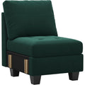 Belffin Velvet Single Seat Module for Modular Sectional Sofa Couch Accent Armless Sofa Couch Chair Modern Fabric Green