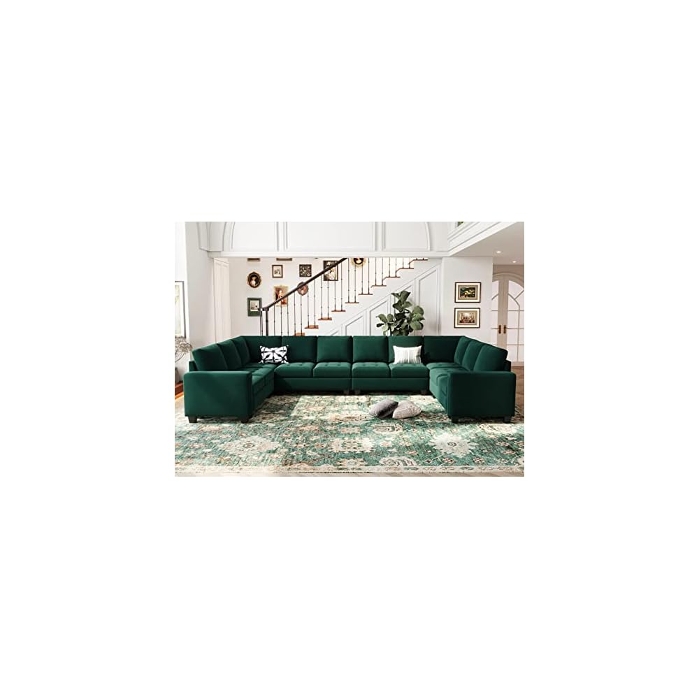 Belffin Velvet Single Seat Module for Modular Sectional Sofa Couch Accent Armless Sofa Couch Chair Modern Fabric Green