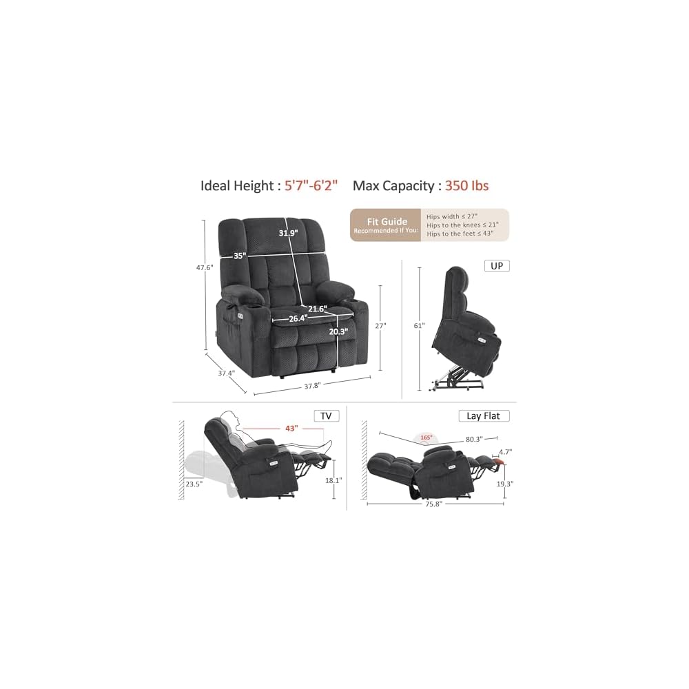 MCombo Oversized Dual Motor Power Lift Recliner Chair for Elderly R7891