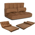 KOMFOTT Adjustable Floor Sofa Bed, Foldable Lazy Sofa Sleeper Bed with 6 Position Backrest & 2 Pillows, Convertible Futon Couch Bed with Suede Cloth Cover, Lounge Recliner for Living Room (Coffee)