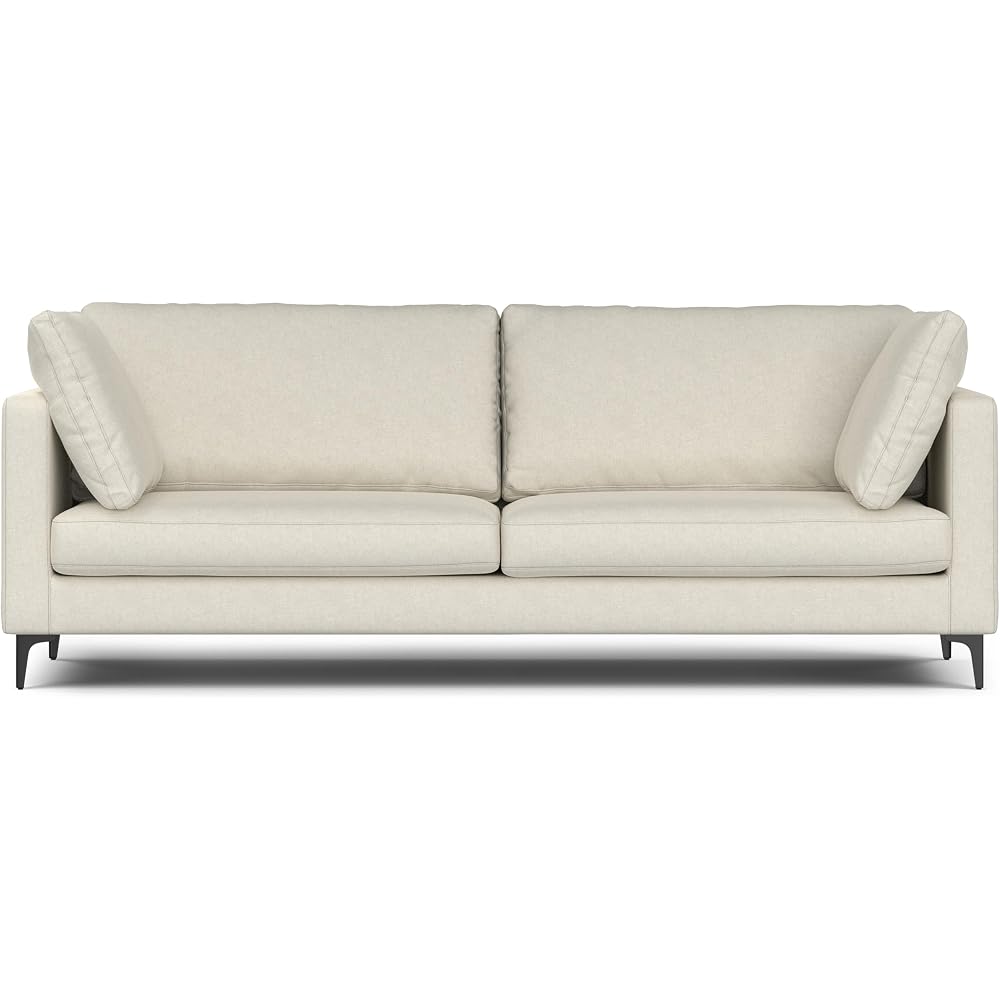 SIMPLIHOME Ava 90" Wide Performance Fabric 3-Seater Sofa in Cream